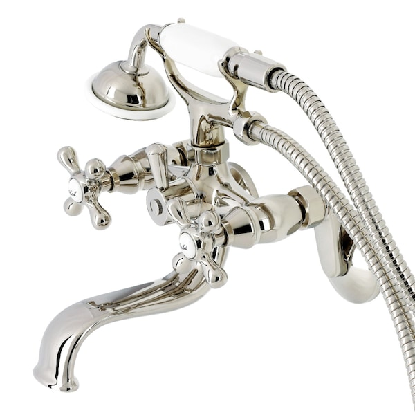 Kingston Brass KS226PN Wall Mount Tub Faucet with Hand Shower, Polished Nickel KS226PN - main